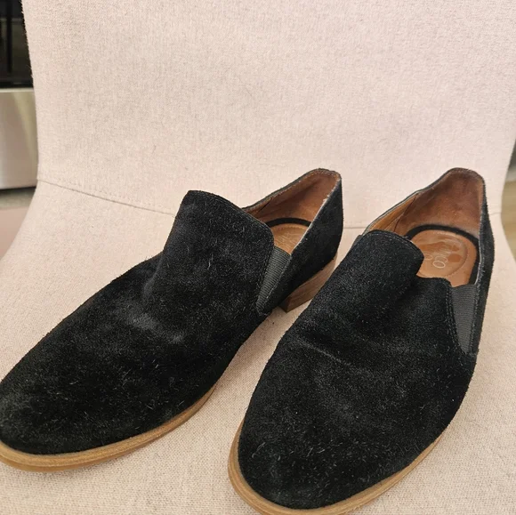 Franco Sarto Black Suede Loafers Size 10 - Picture 2 of 4